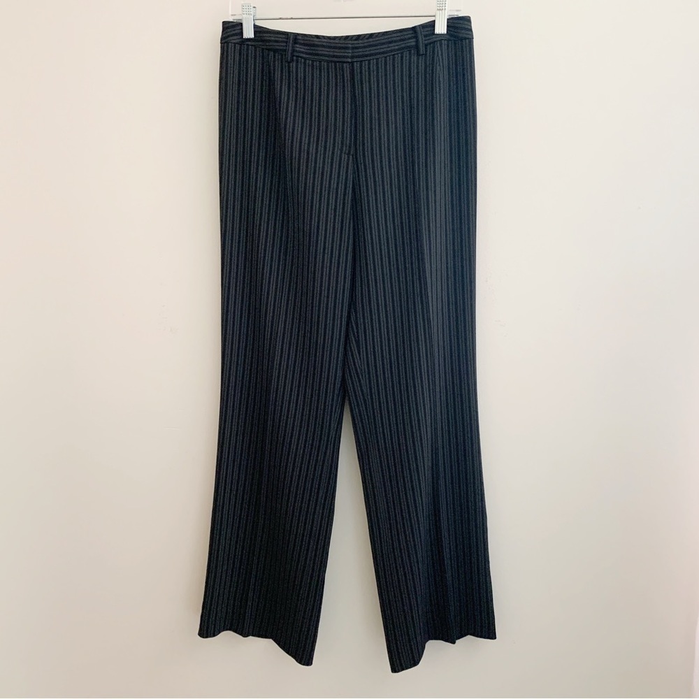 Lafayette 148 Black Striped Wool Blend Trousers Pants Sz 6 Quiet Luxury